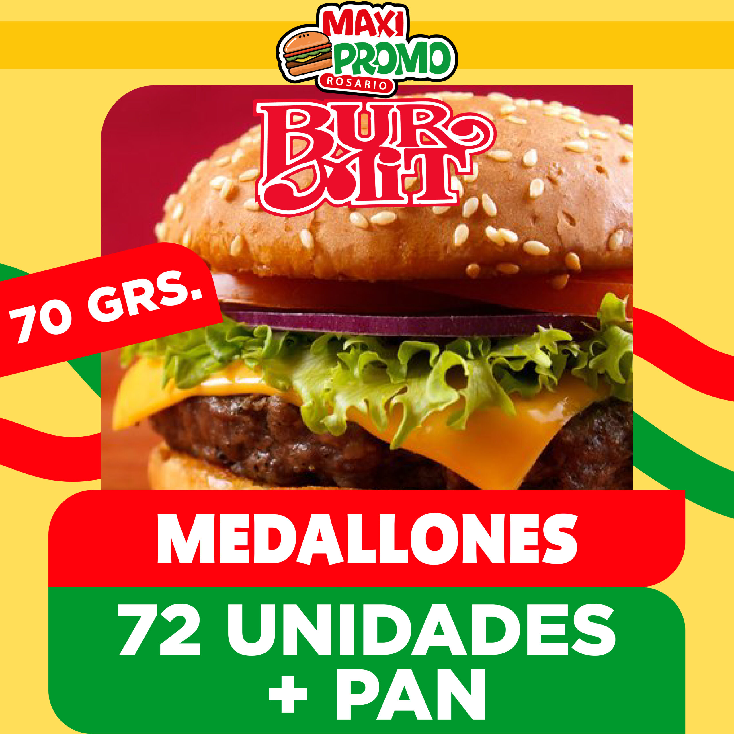 72 medallones BURMIT de 70 grs + Pan