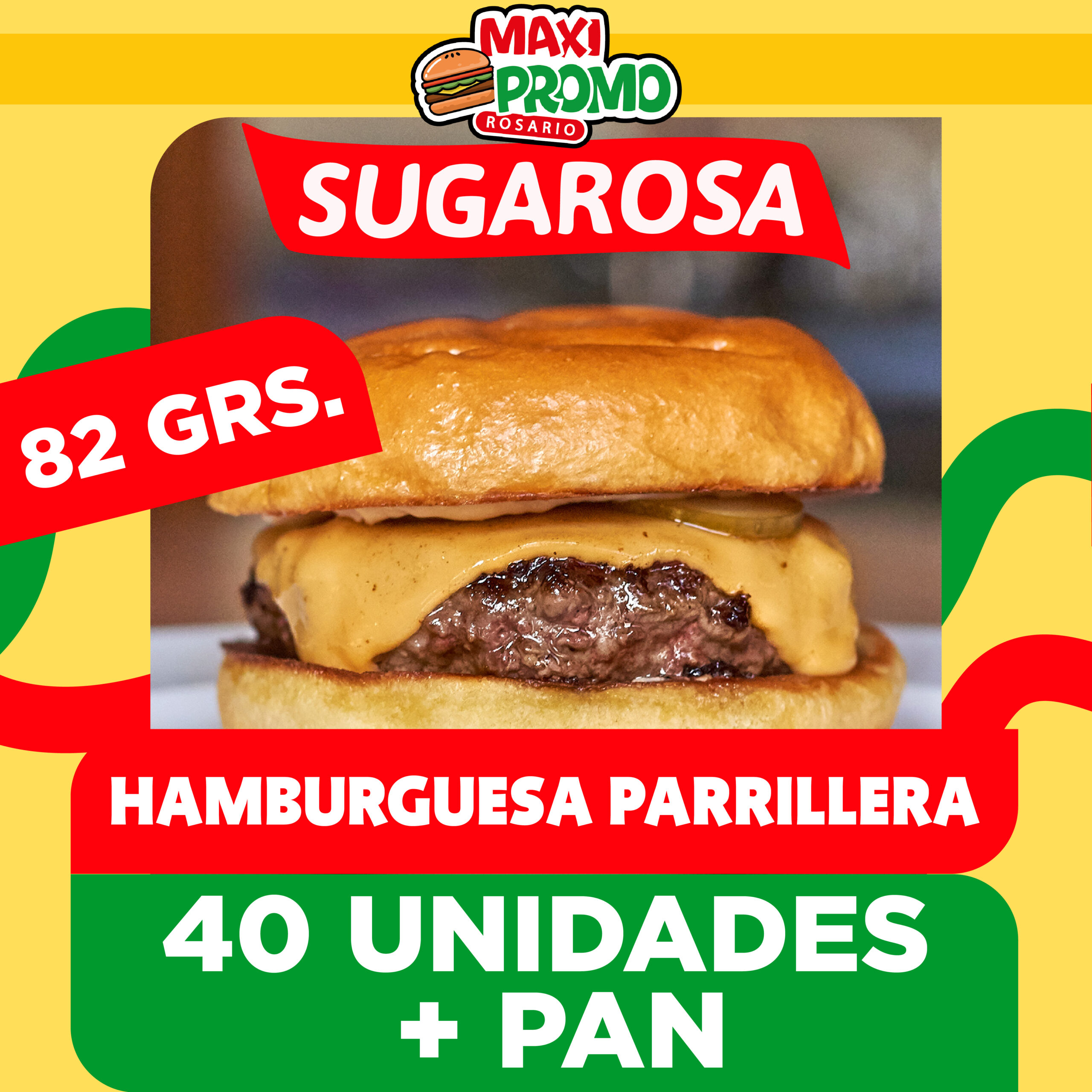 40 HAMBURGUESAS SUGAROSA DE 82 GRS + PAN