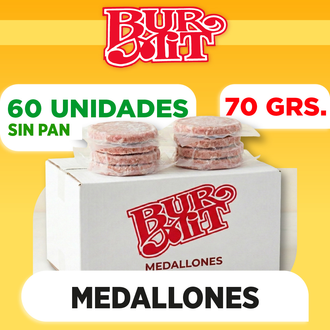 Medallones Burmit (70 grs) x 60 unidades SIN PAN