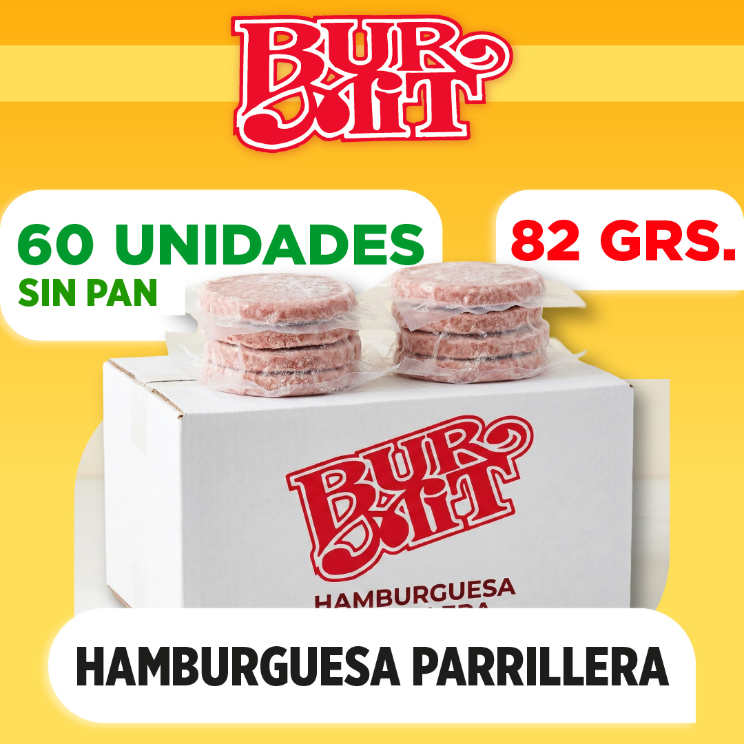 Hamburguesa parrillera Burmit (82 grs) x 60 SIN PAN