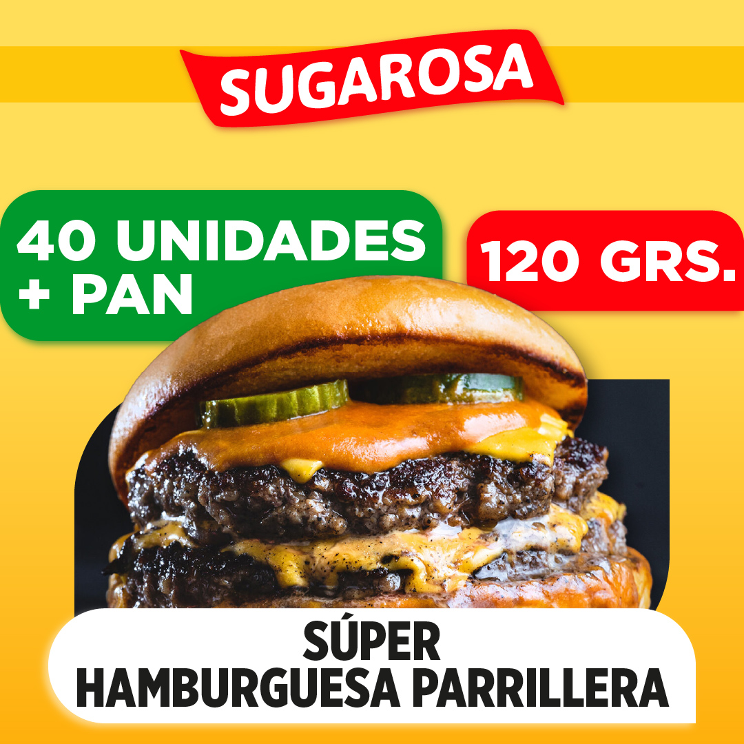 40 SUPER HAMBURGUESAS SUGAROSA DE 120 GRS + PAN