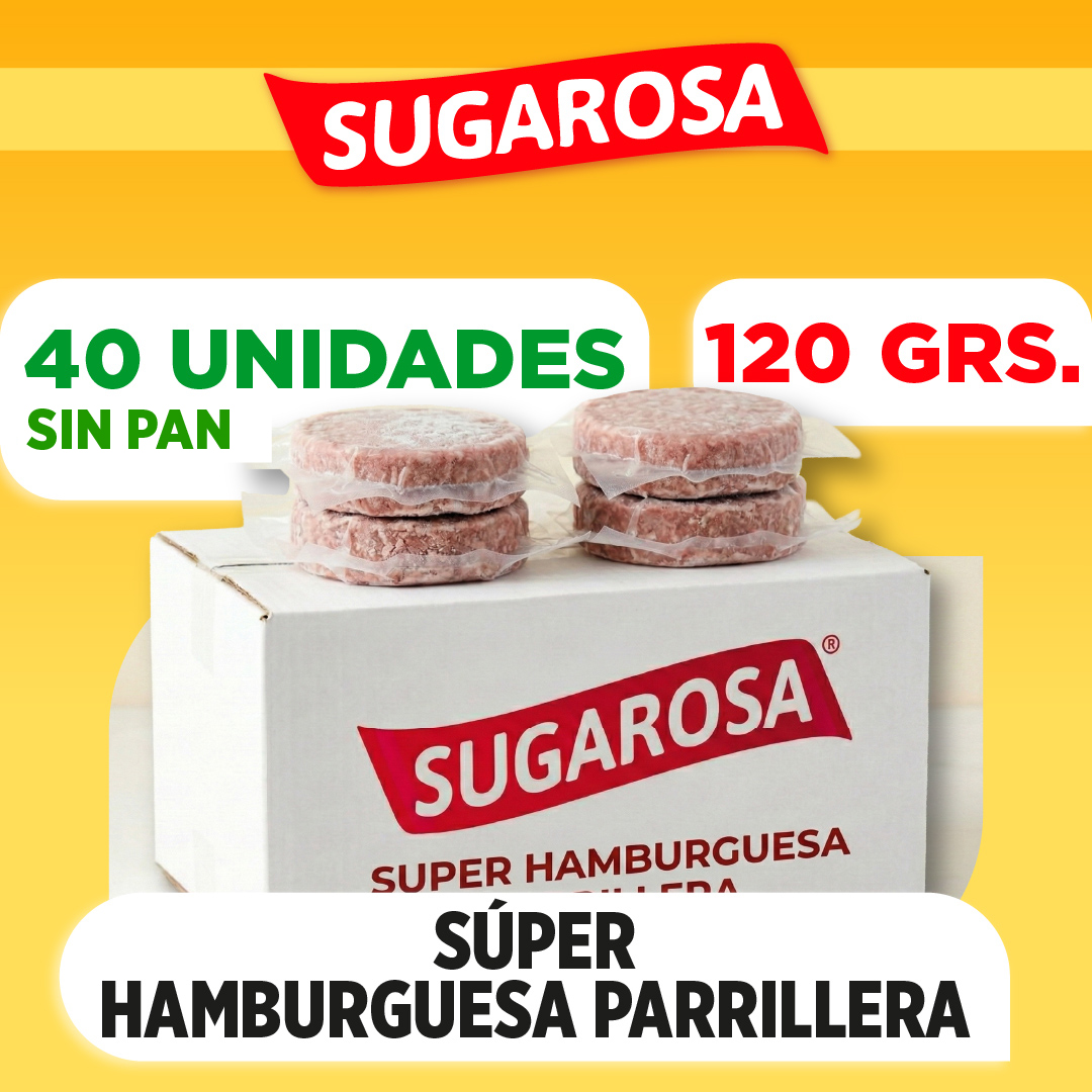 40 super hamburguesas parrilleras SUGAROSA (120 grs) SIN PAN