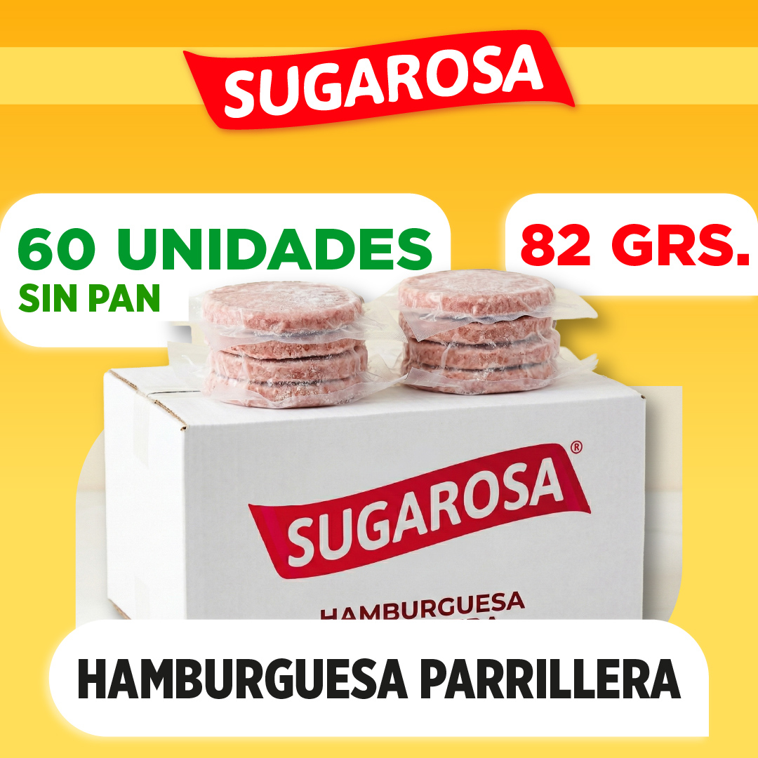 60 hamburguesas parrilleras SUGAROSA (82 grs) SIN PAN
