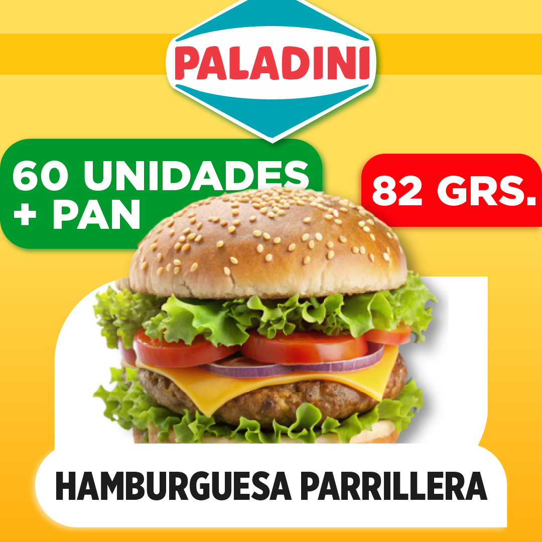 60 Hamburguesas PALADINI de 82 grs + Pan