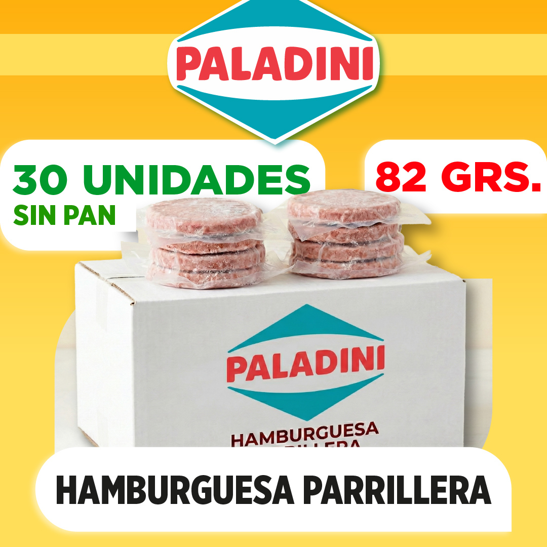 30 Hamburguesas PALADINI de 82 grs SIN PAN
