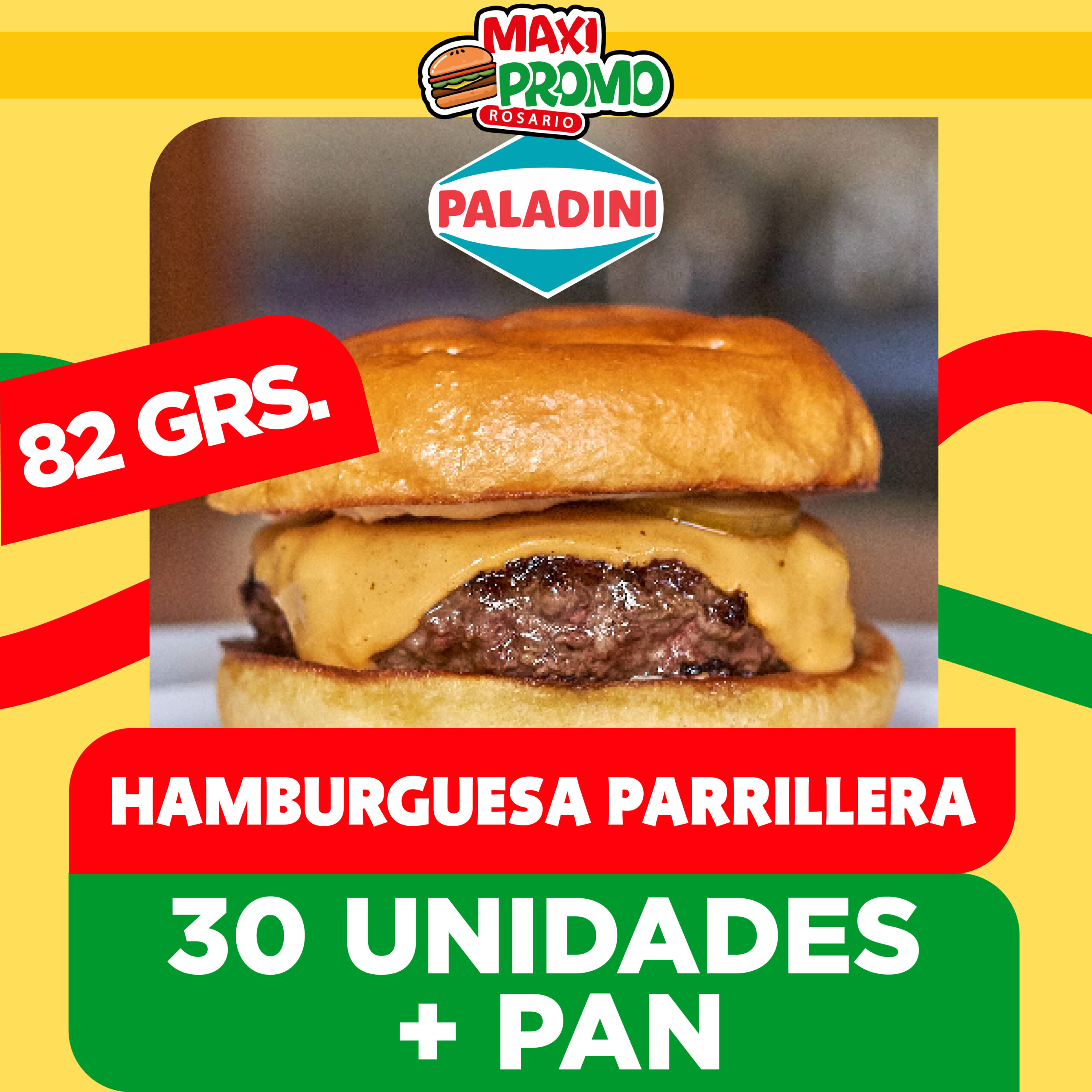 30 Hamburguesas PALADINI de 82 grs + Pan