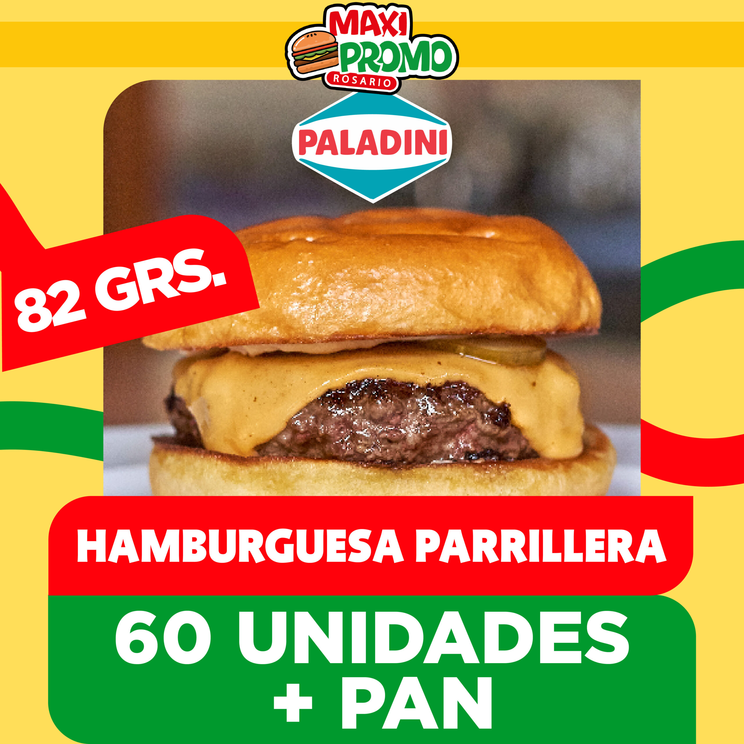 60 Hamburguesas PALADINI de 82 grs + Pan