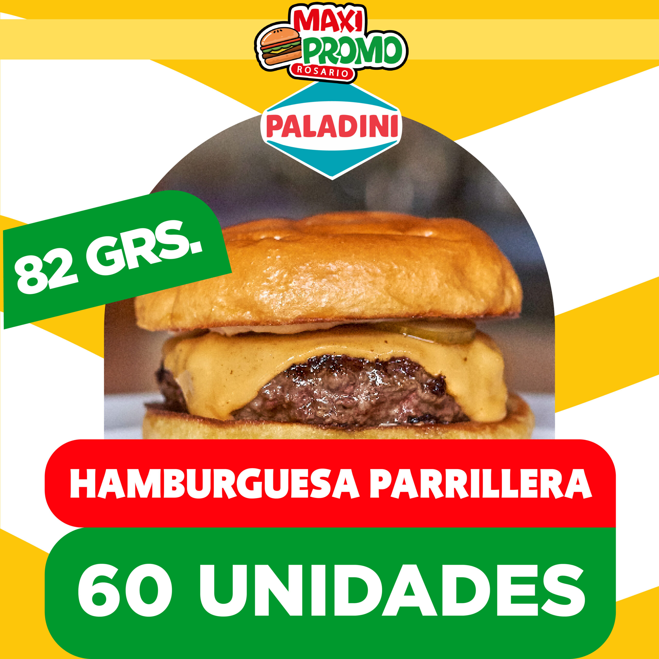 60 Hamburguesas PALADINI de 82 grs SIN PAN