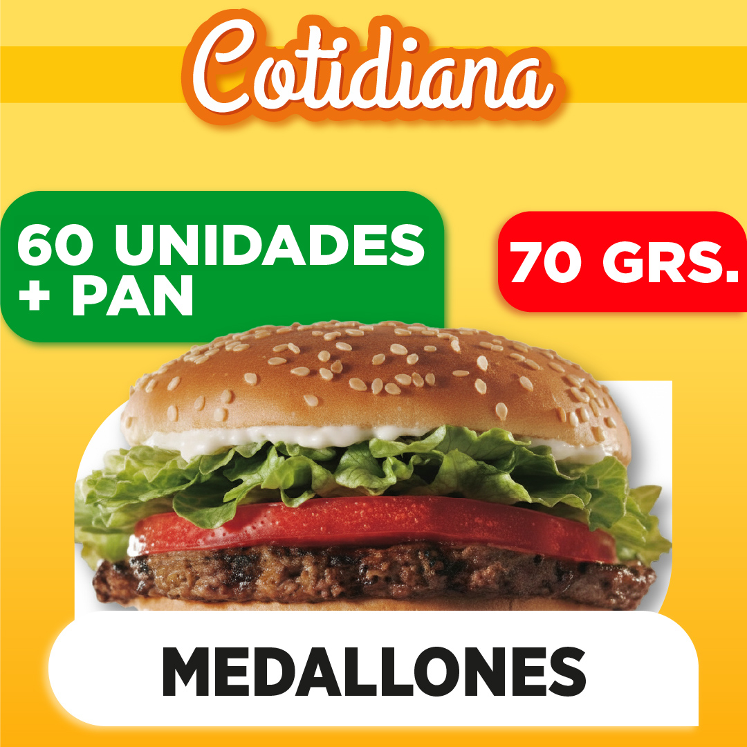 Medallones COTIDIANA de 70 grs x 60 con pan