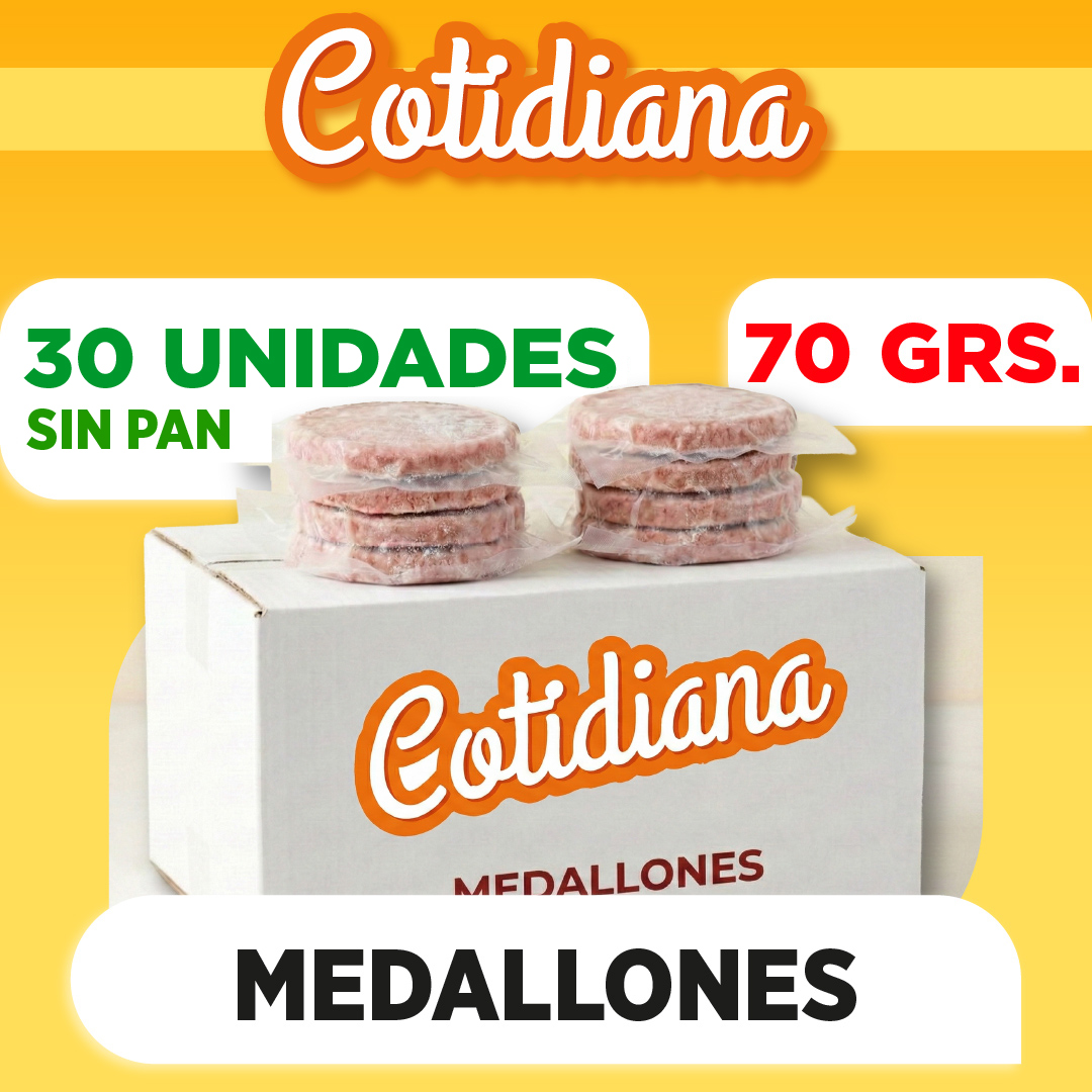 Medallones COTIDIANA de 70 grs x 30 SIN pan